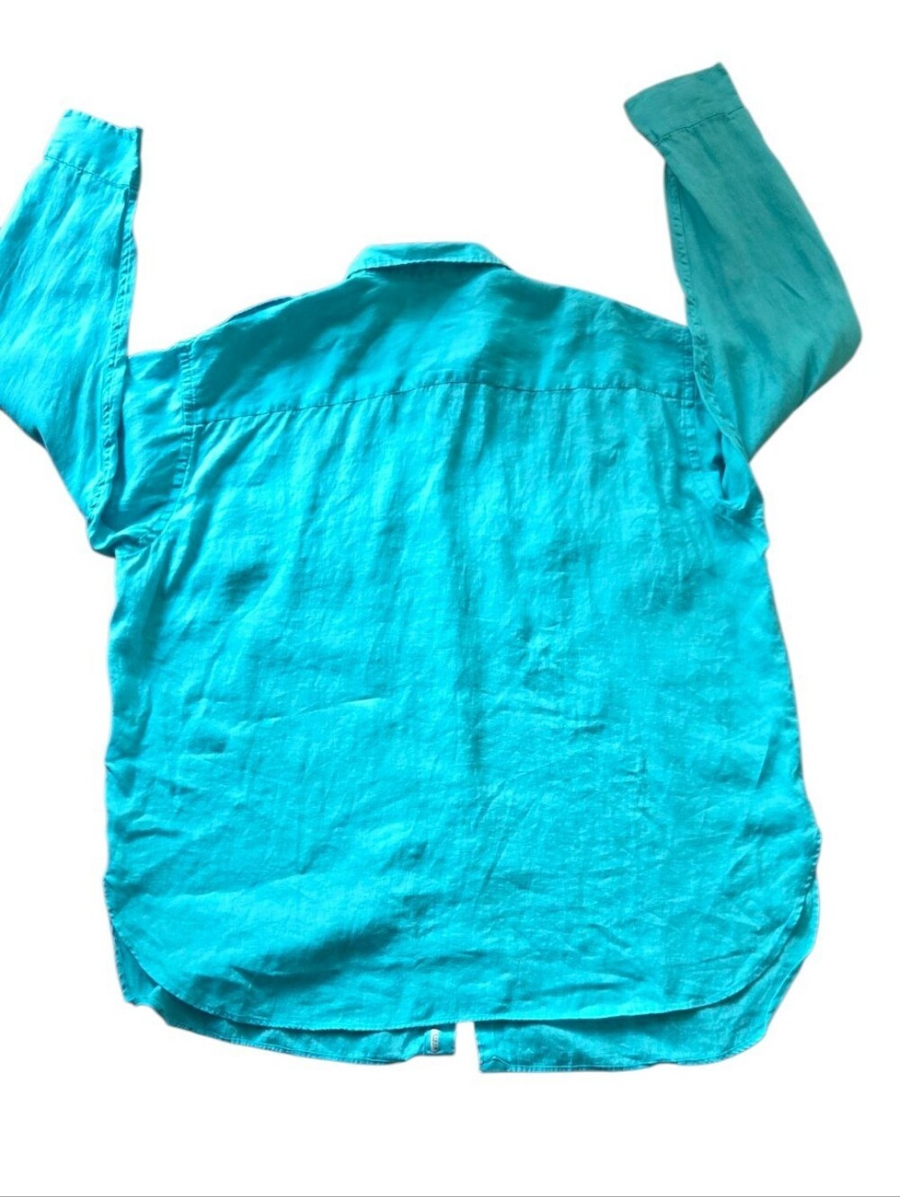 LRL Ralph Lauren Shirt Womens 2XL XXL Blue Linen Long Sleeve Button Up Collared - Picture 4 of 11